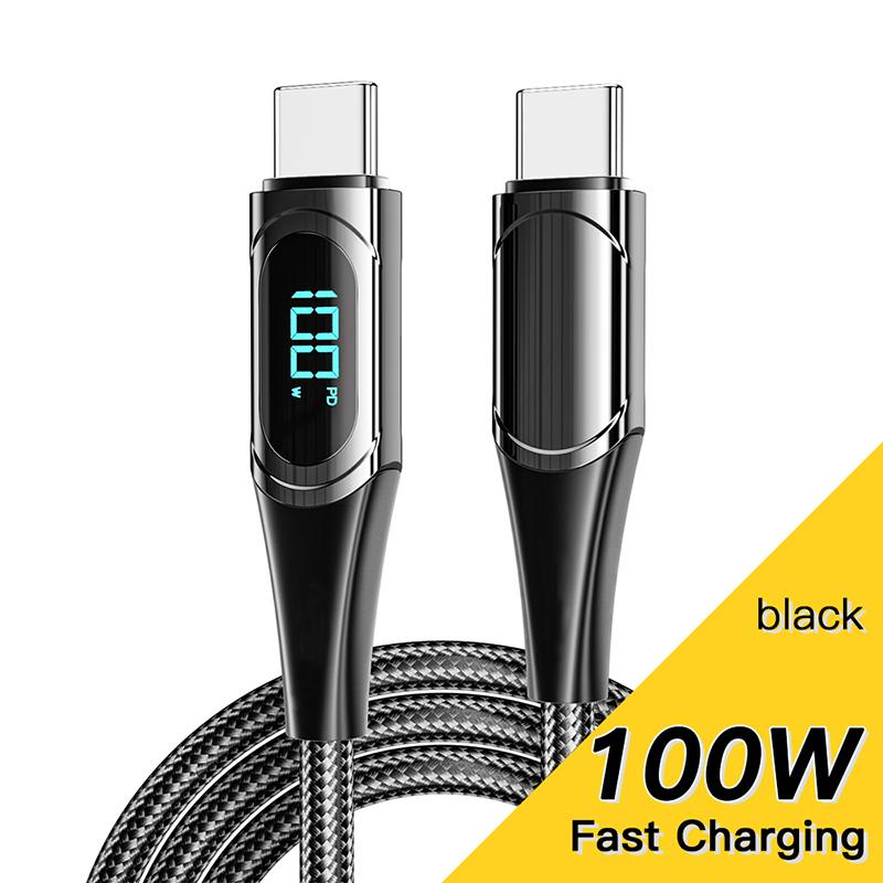 

Кабель VAORLO USB Type C к USB C 100 Вт/5A PD, провод для быстрой зарядки, зарядное устройство для Macbook, Xiaomi, Samsung, кабель USBC Type-C чёрный