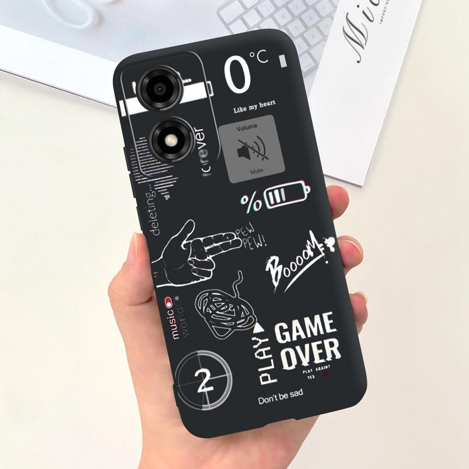 Animals Painting Phone Case For Motorola Moto E14 MotoE14 / Motorola E 14 Back Cover Panda Rabbit Cat Funda Bumper Soft Silicone