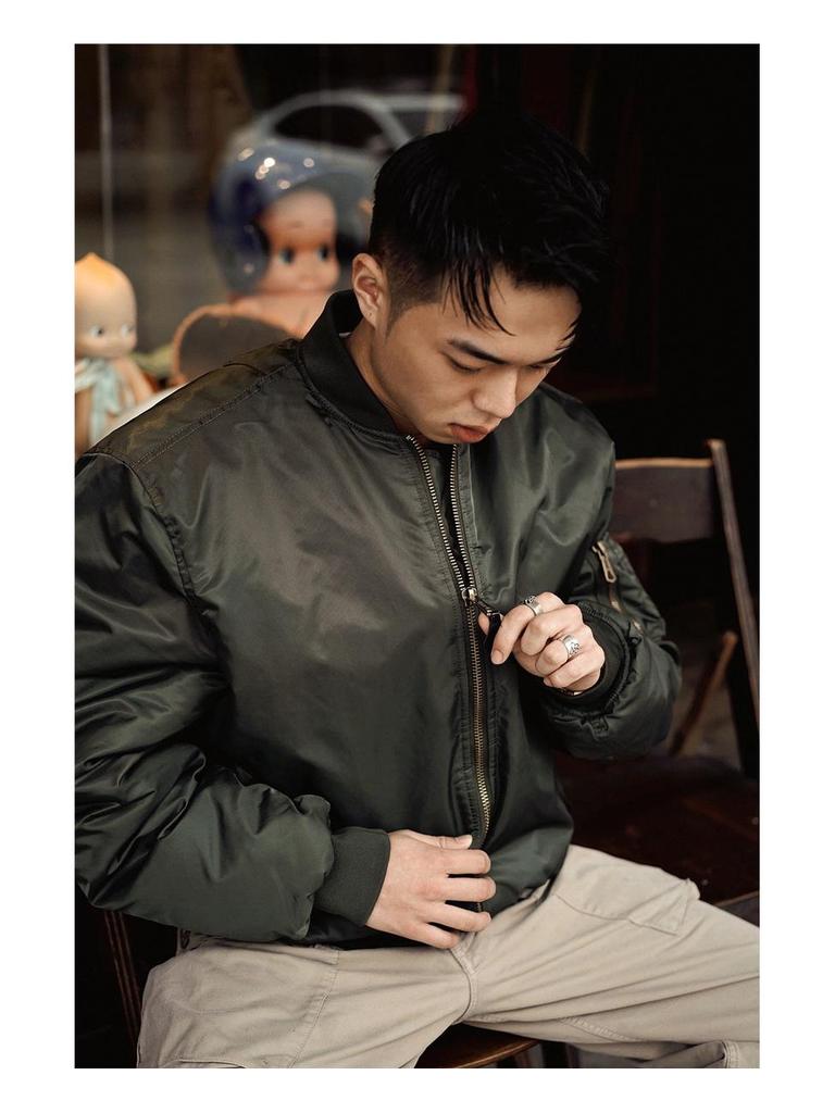 Normanlong MA1 Militär-Pilotenjacke: Herren Klassische Verdickte Herbst-Winter Air Force Baseball Oberbekleidung