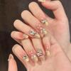 Yihe Original Rococo Rabbit Cartoon Cute Bunny Blush French Rhinestone Handmade Nail Art