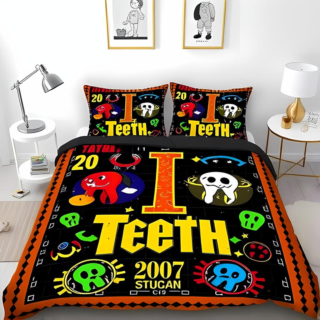 Tooth Duvet Cover Sets For Teens Queen King Lightweight Quilt Covers Animal Teeth Cartoon Teeth Bedding Sets Room Decor No Quilt