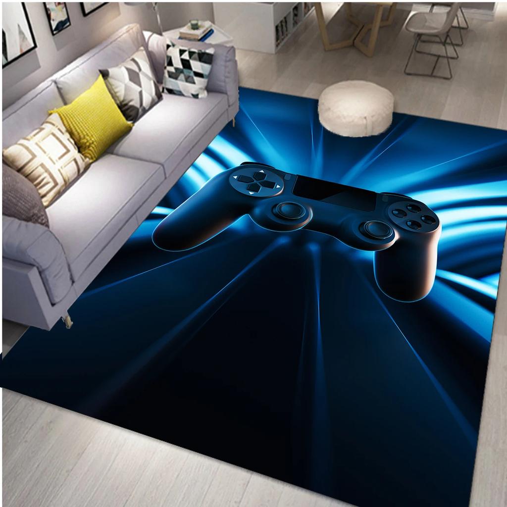 Gaming Area Rug for Kids Boy Bedroom Playroom Living Room Decor Controller Gamepad Carpet Gamer Floor Mat Soft Cool Game Doormat