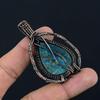 Neon Blue Apatite Gemstone Pendant 999 Copper Wire Wrapped Jewelry, Handmade Antique Pendant Jewelry, Gift For Mother