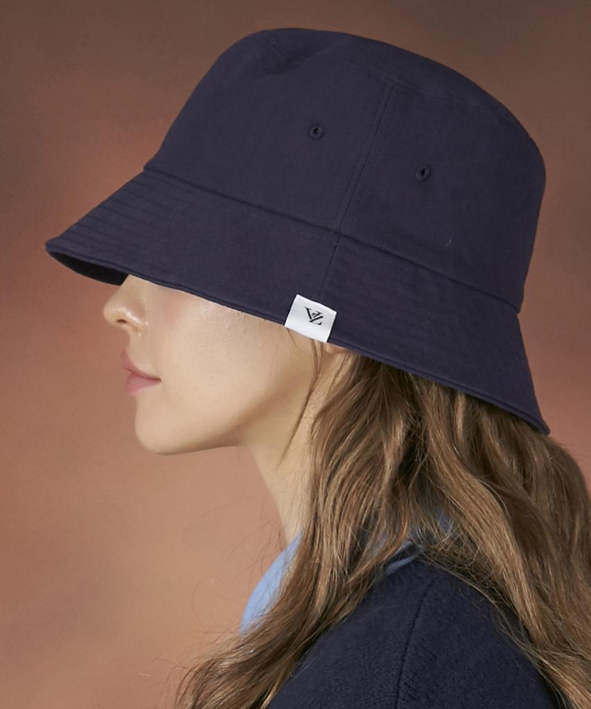 Bajal Herringbone Label Bucket Hat Navy