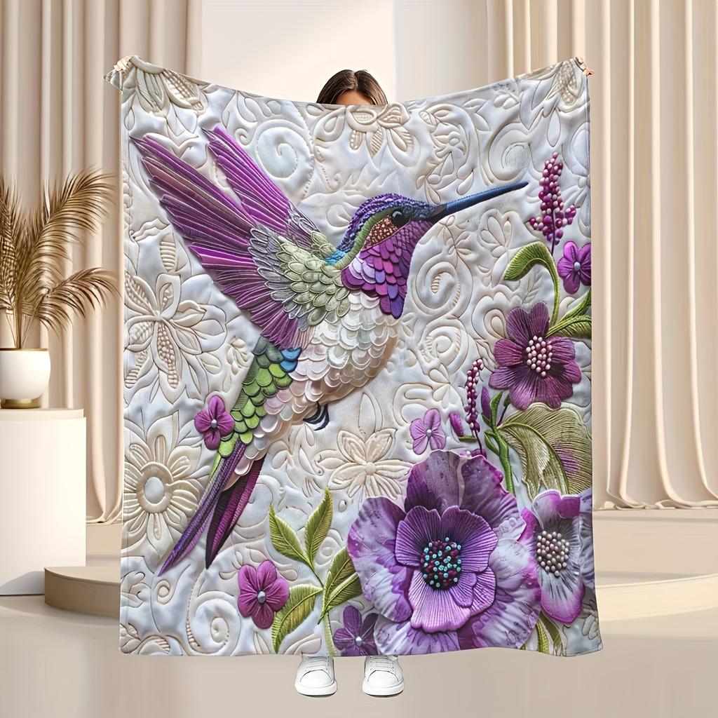Luxury Floral Flannel Blanket - Soft Elegant Print, All-Season Throw for Women/Mom, Perfect Mother's Day/Christmas Gift
