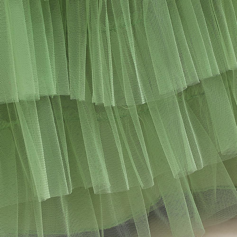 Children's Puffy Tulle V-Neck Princess Dress with Bow Skirt