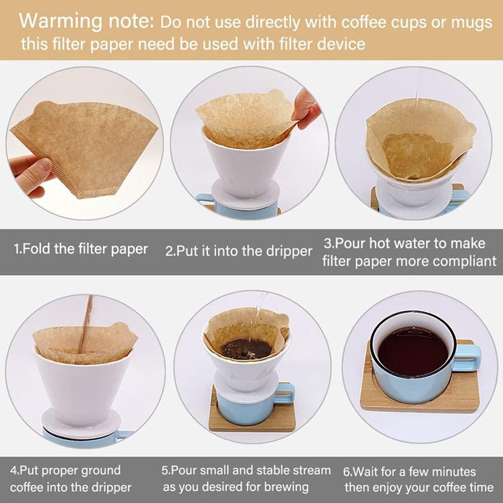 40/100Pcs Wood Pulp Coffee Filter Paper Pull-out Drip Hand Drip Paper New Hand-brewed Coffee