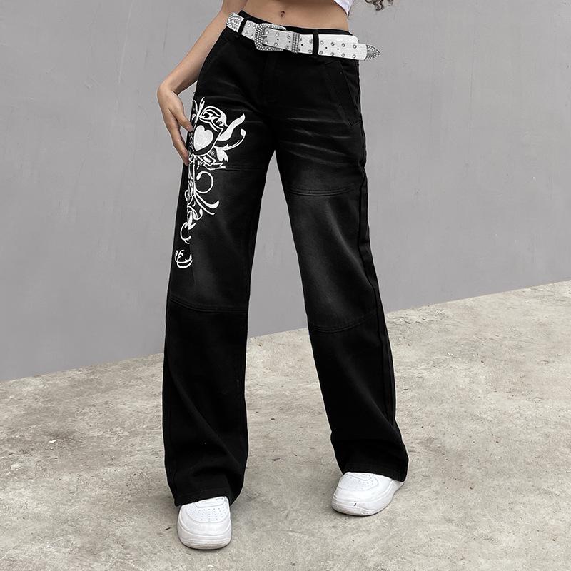 Trendy 2022 European & American Wide-Leg Printed Women's Jeans