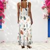 Women Plus Size Scoop Neck Strappy Sleeveless Abstract Printed A Line Maxi Dress