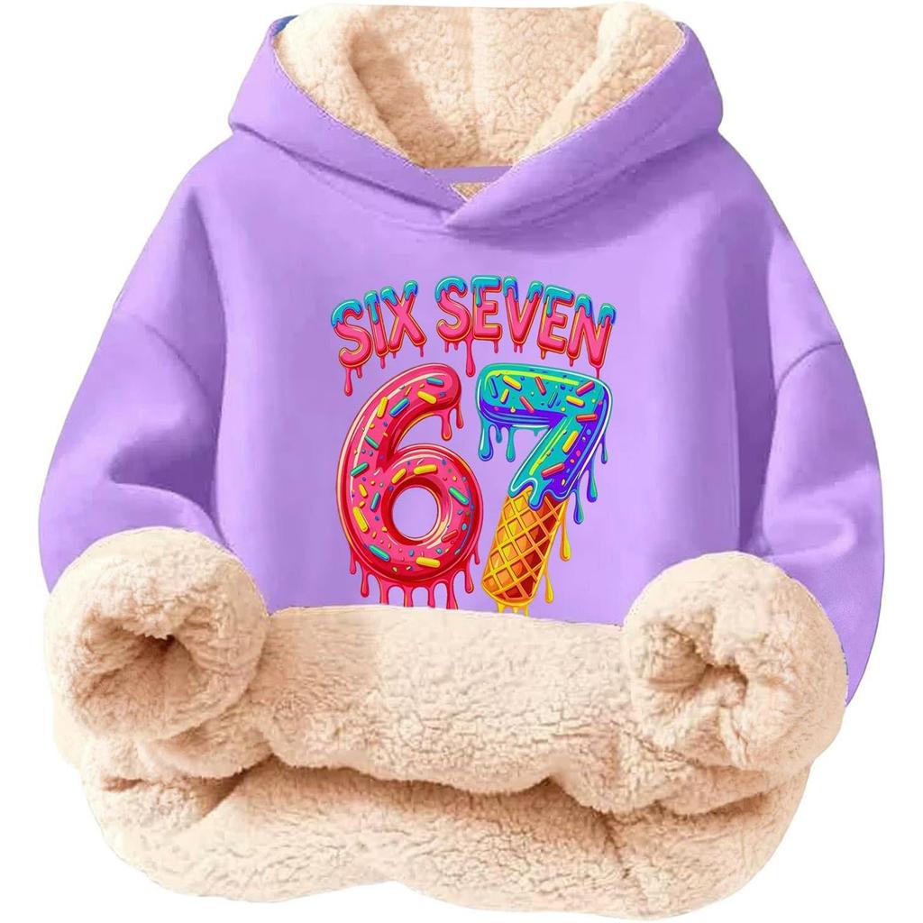 Children's Fashionable Printing Casual Fleece Hooded Loose Fit Hoodie Without Pockets