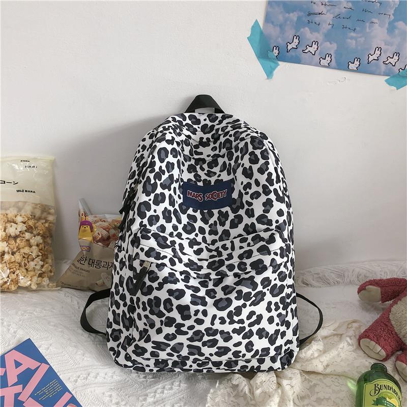 Fashion Leopard Print Pattern Letter Decoration Student Casual Backpack For Teen