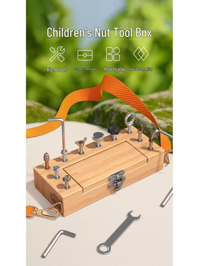 Children's Wooden Montessori Screw & Nut Toolbox Educational Toy