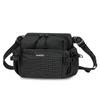 Colorblock Nylon Crossbody Bag with Grid Pattern Front Pocket Casual Sling Purse for Daily Travel