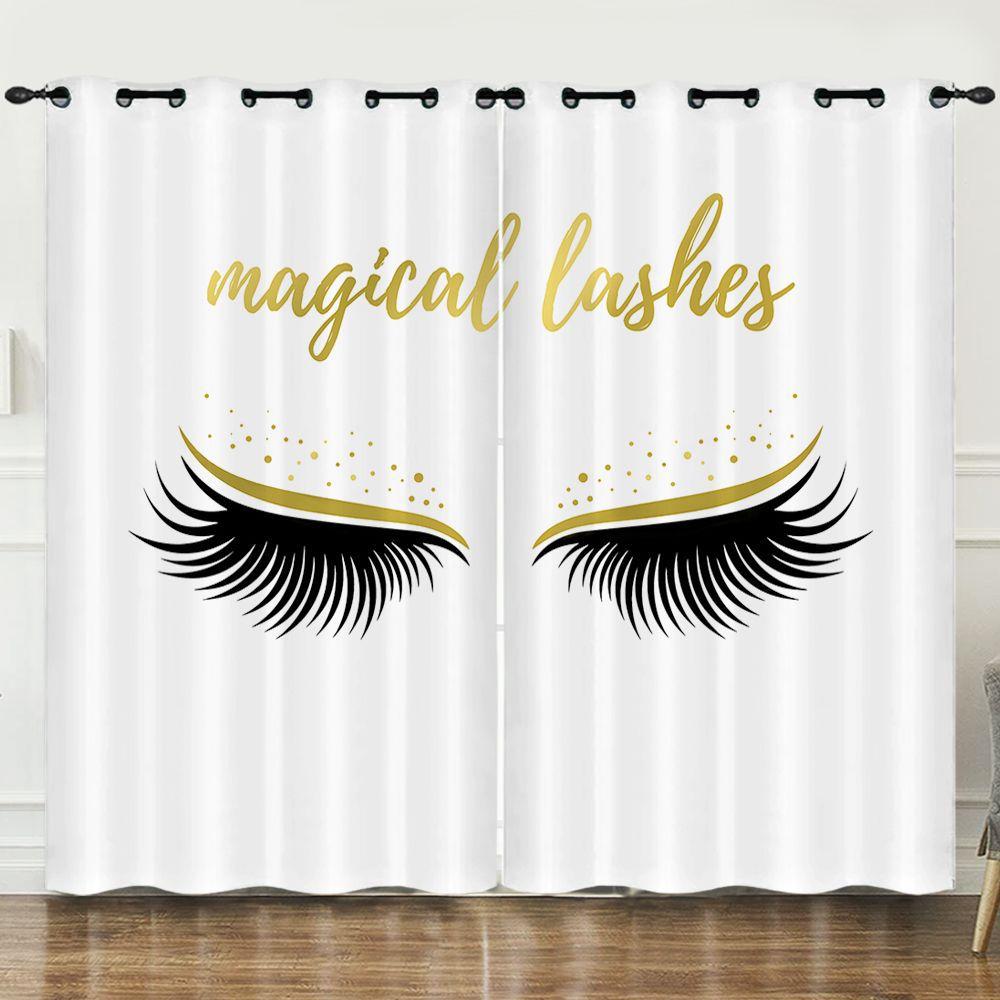 Curtains, Heavy Makeup, Long Eyelashes, Digital Printing, Blackout Curtains, No Punching