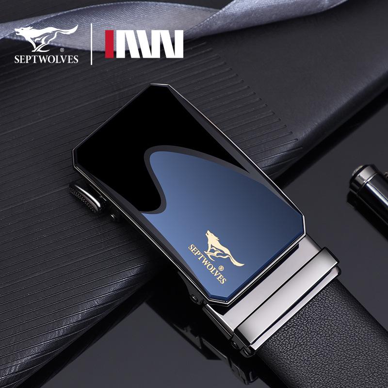 New Belt Men'S Versatile Automatic Buckle Belt Cowhide Belt Gift Belt