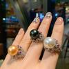 Step into wish simple Ao fritillary pearl open ring women's fashion color treasure retro ring jewelry