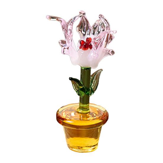 

Handcraft Glass Flowers Figurines Hand Blown Mini Potted Flower Ornament Collectible Floral Gifts for Mother s Day Birthday Christmas D