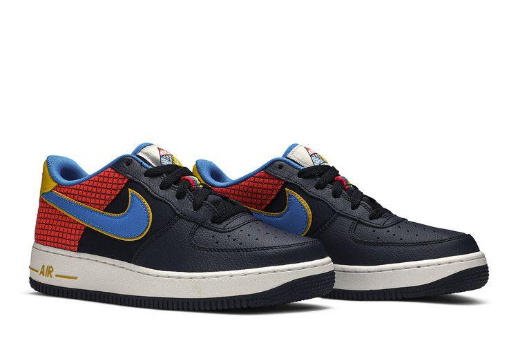 Scarpe da Ginnastica per Bambini Nike Air Force 1 Now Obsidian Photo Blue (GS) Nero ossidiana/Cremisi brillante-Giallo-Blu foto