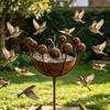 Vintage Metal Bird Bath, Bee Water Bowl, Freestanding Stake Feeder, Rust-proof Weather-resistant Outdoor Ornament with Built-in Drainage, Garden