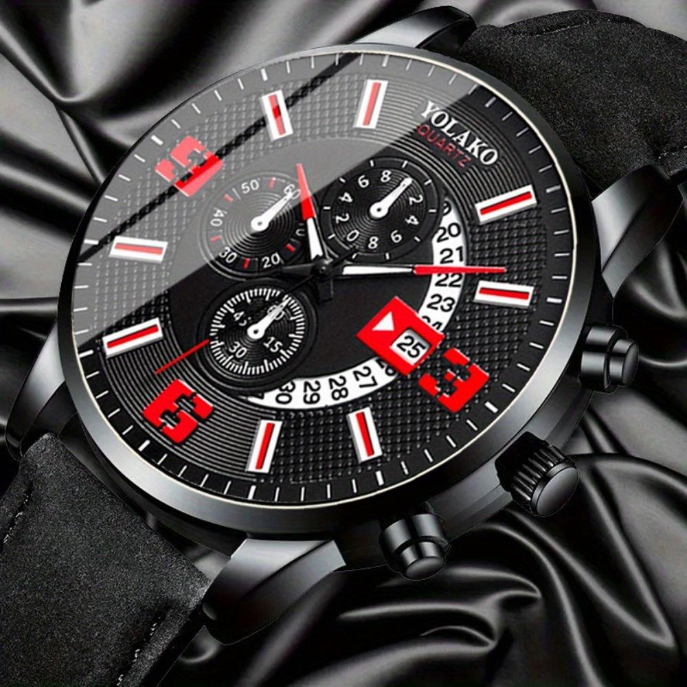 YOLAKO Mens Fashion Calendar Watch Men Business Stainless Steel Mesh Belt Quartz Wrist Watch Male Clock