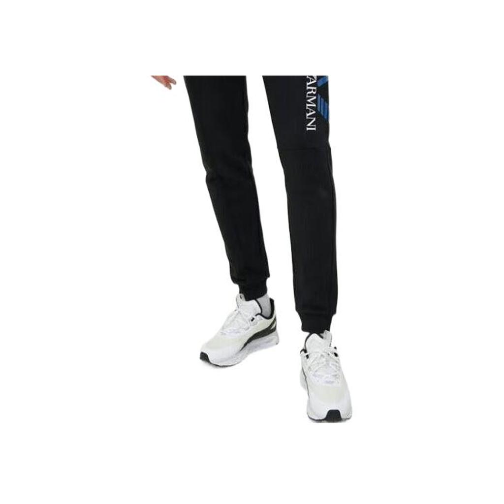 Emporio Armani SS23 Logo Letter Print Drawstring Cuffed Knit Joggers Men Bottoms Black 3RPP56-PJLSZ-1200