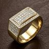Europa, Amerika, Amazon Dominanter Herren-Vollstein-Ring, Vergoldeter Strass-Herrenring Modischer Vielseitiger Ring