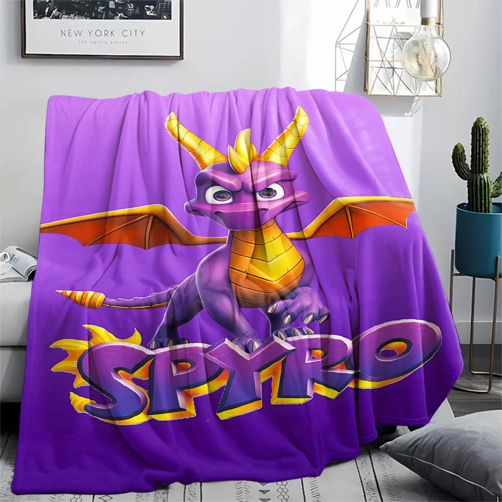 1pz Coperta in Flanella con Stampa Spyro Reignited Trilogy, Alta qualità per Tutte le Stagioni, Decorazione per la Casa, Calore e Comfort, Perfetta per Regali di Natale