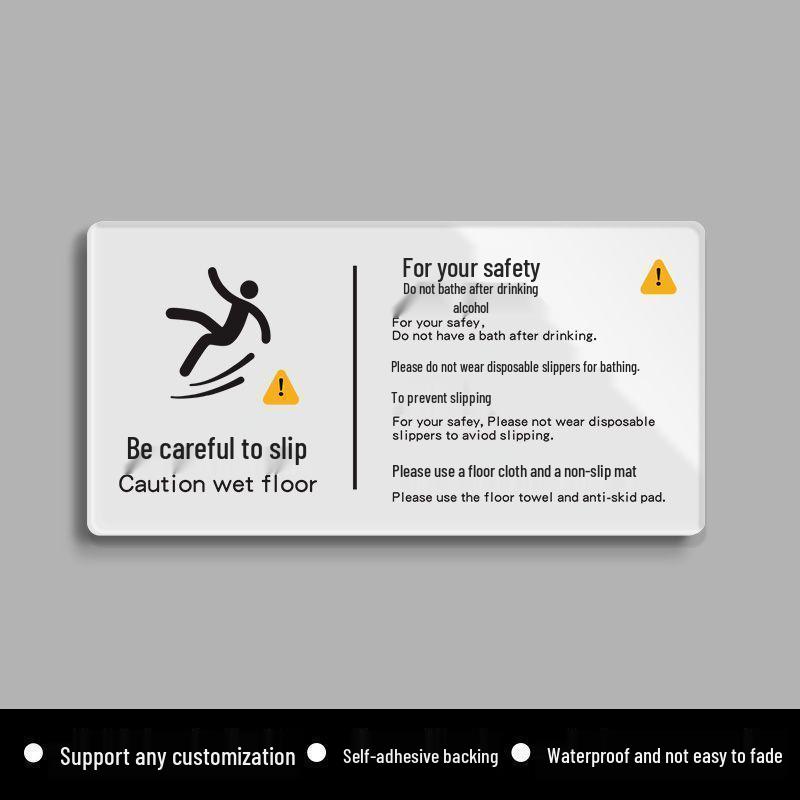 B&B Bathroom Wet Floor Warning: Use Anti-Slip Bath Mat