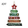 Holiday Home Decor Ornaments Rustic Wooden Hanging Pendant for Christmas Door, Decorative Festive Door Handle Decorations Sign Ornament with Hemp Rope