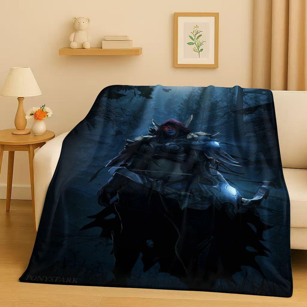 

3D WOW World of Warcraft Game Demon Hunter Arthas Cartoon Flannel Blanket,Ultra Soft Plush Throw for Home Bedroom Bed Sofa Cover 100x150cm