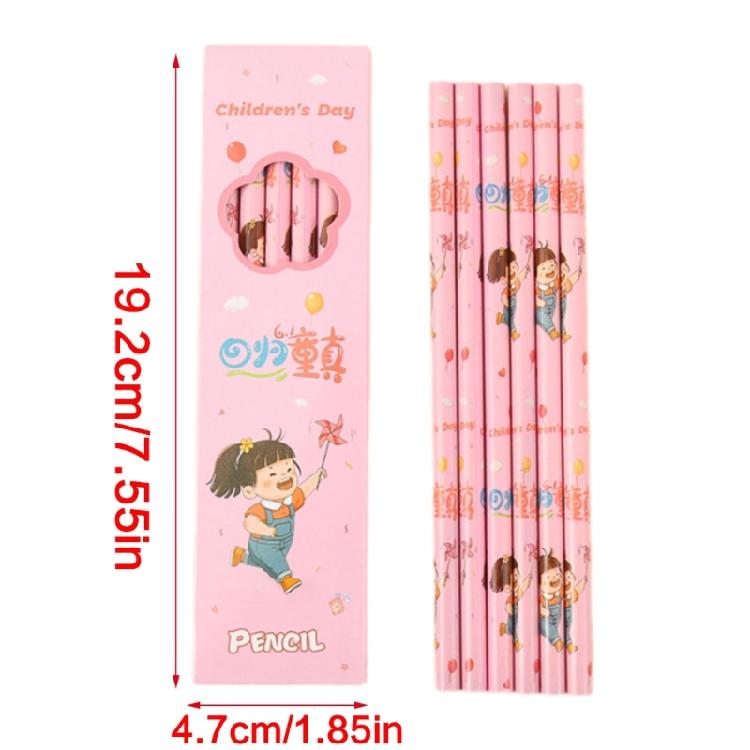6PCS Cartoon Wood Pencils Ergonomic Grip Drawing Pencils for Students Children Class Reward Daily Sketching Writing