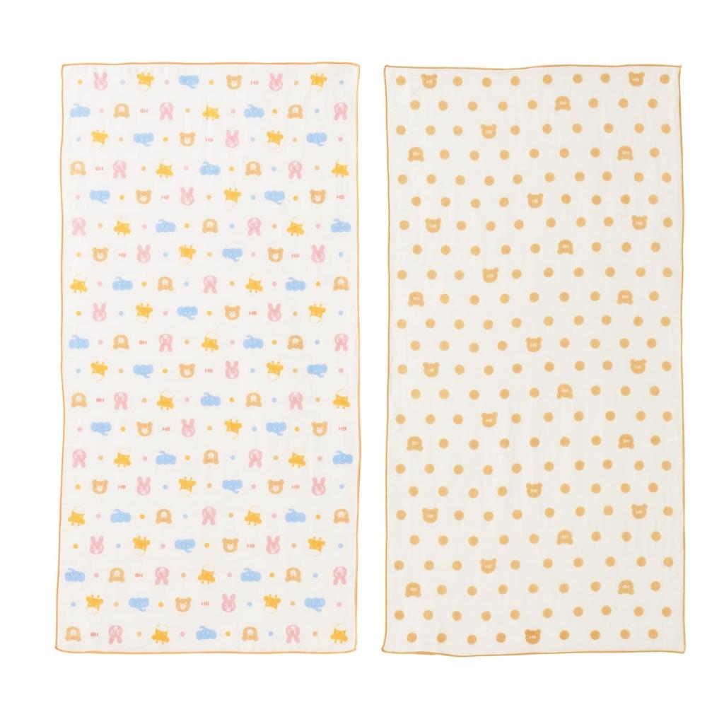 Set prosoape de tifon MIKI HOUSE HOT BISCUITS pentru băieți și mărime unică potrivită pentru nou-născuți, fetițe, ivoriu, (Cod produs 76-8038-493)