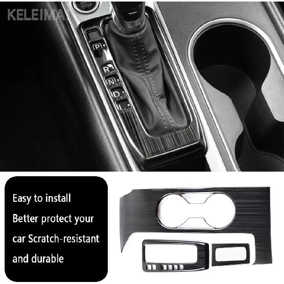 Car Accessories Fit for Nissan Altima 2019 2020 2021 2022 2023 2024 2025 Interior Gear Shift & Box Water Cup Panel Frame Cover Trim (Black Brushed)