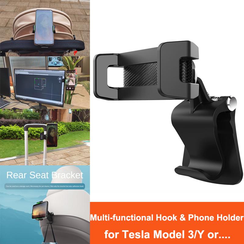 Universal Car Phone Holder For Tesla Model Y Juniper 2026 2025 Rear Seat Phone Mount Bracket Rotate Stand Hook Auto Accessories