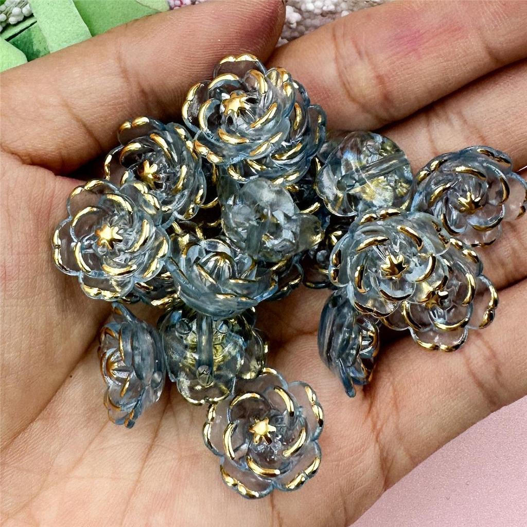 100pcs Handmade Flower-Shaped Acrylic DIY Beads In Multiple Colors (20 Pieces) for Jewelry Making