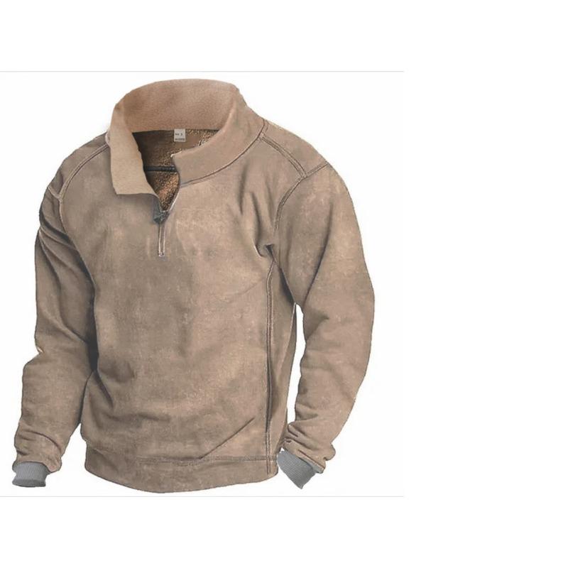 New Men's New Double-sided Fleece Half-zipper Casual Stand Collar Sweatshirt Men's Autumn and Winter Jacket