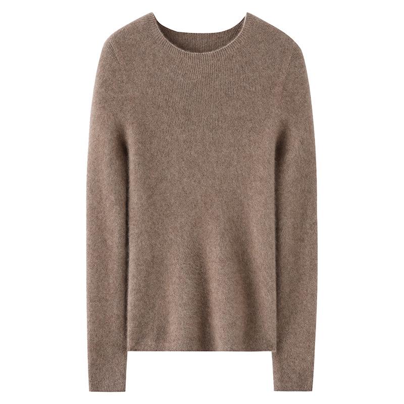 Lekasha Women's Pure Cashmere Round Neck Sweater - Loose, Solid Color, Warm Base Layer for Autumn and Winter