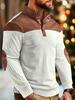 2025 EU & US Autumn/Winter Ribbed Knit Color Block Sweater: Men's Long Sleeve Plush Top