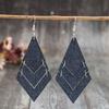Amazon Denim Style Geometric Stitching Multi-layer Pu Leather Women's Earrings