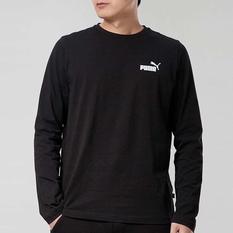 PUMA Essentials Long T Shirts Men's Black Crew Neck Moderate Straight Fit 845924-01