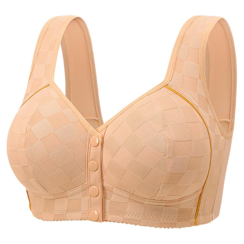 Plus Size Bra for Mature Women Front Closure Fixed Cup Thin Wireless Tank Top Bra Comfortable Supportive Full Coverage Everyday Underwear