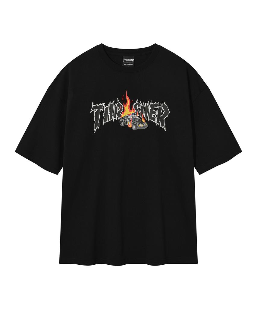 Treasure Burning Car Short Sleeve T-Shirt Black