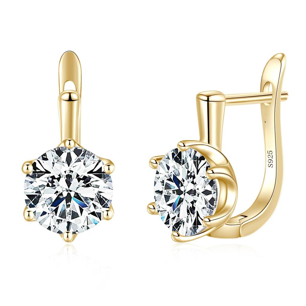 New Moissanite 925 Silver Earrings Big gemstone Fashion for Women Wedding Jewelry Classic Female Accessories Gifts