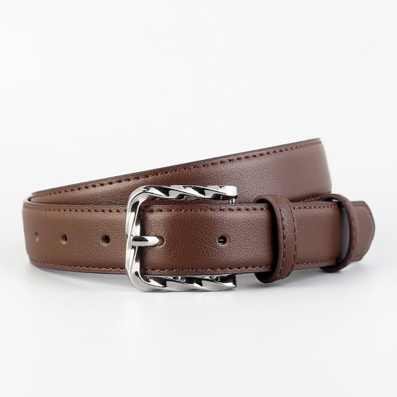 

Genuine Leather Womens Belt With Alloy Buckle For Casual Office Wear кавовий