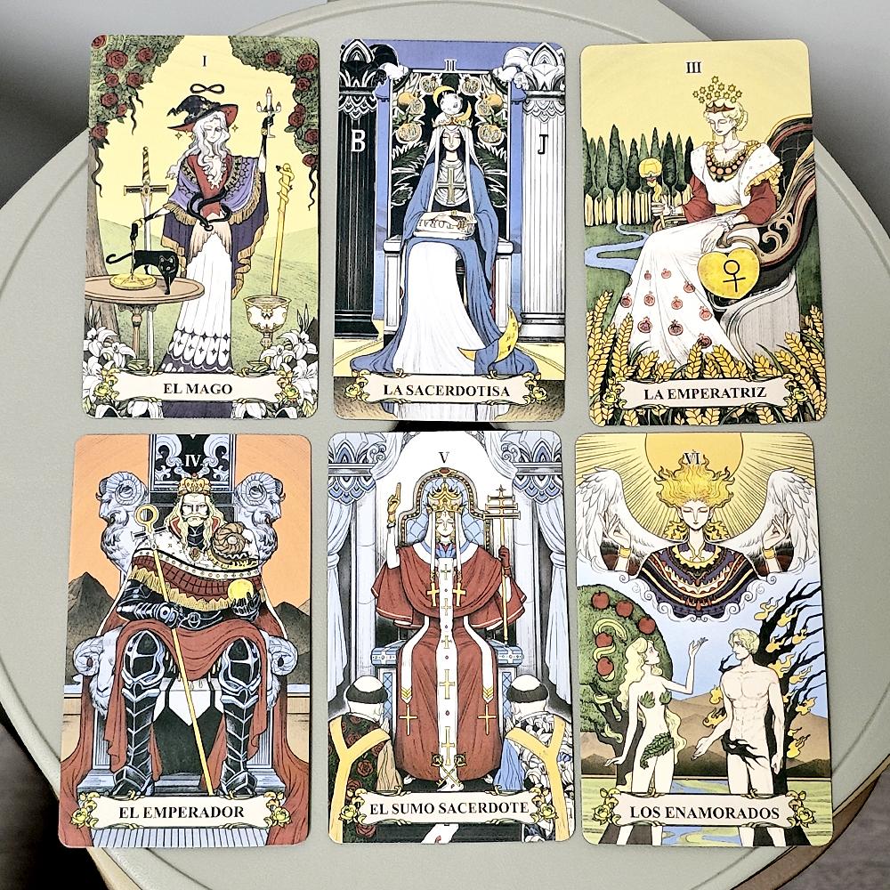 Secret Mirror Tarot Deck 78 ცალი თანამედროვე ტაროს ბარათები სამკურნალო ენერგიით სიცოცხლის ჩრდილების გასანათებლად და მსუბუქი ესპანური 10,3*6 სმ