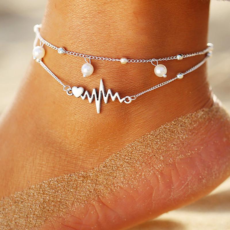 2/3pcs/set Beach Anklets for Women Pearl Beads Sunflower Pendants Foot Chains Bohemian Foot Accessories Summer Barefoot Chain