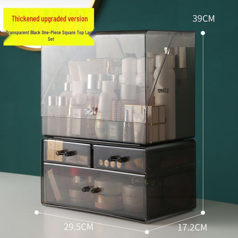 Organizator cosmetic transparent rezistent la praf cu capacitate mare pentru rujuri și produse de îngrijire a pielii