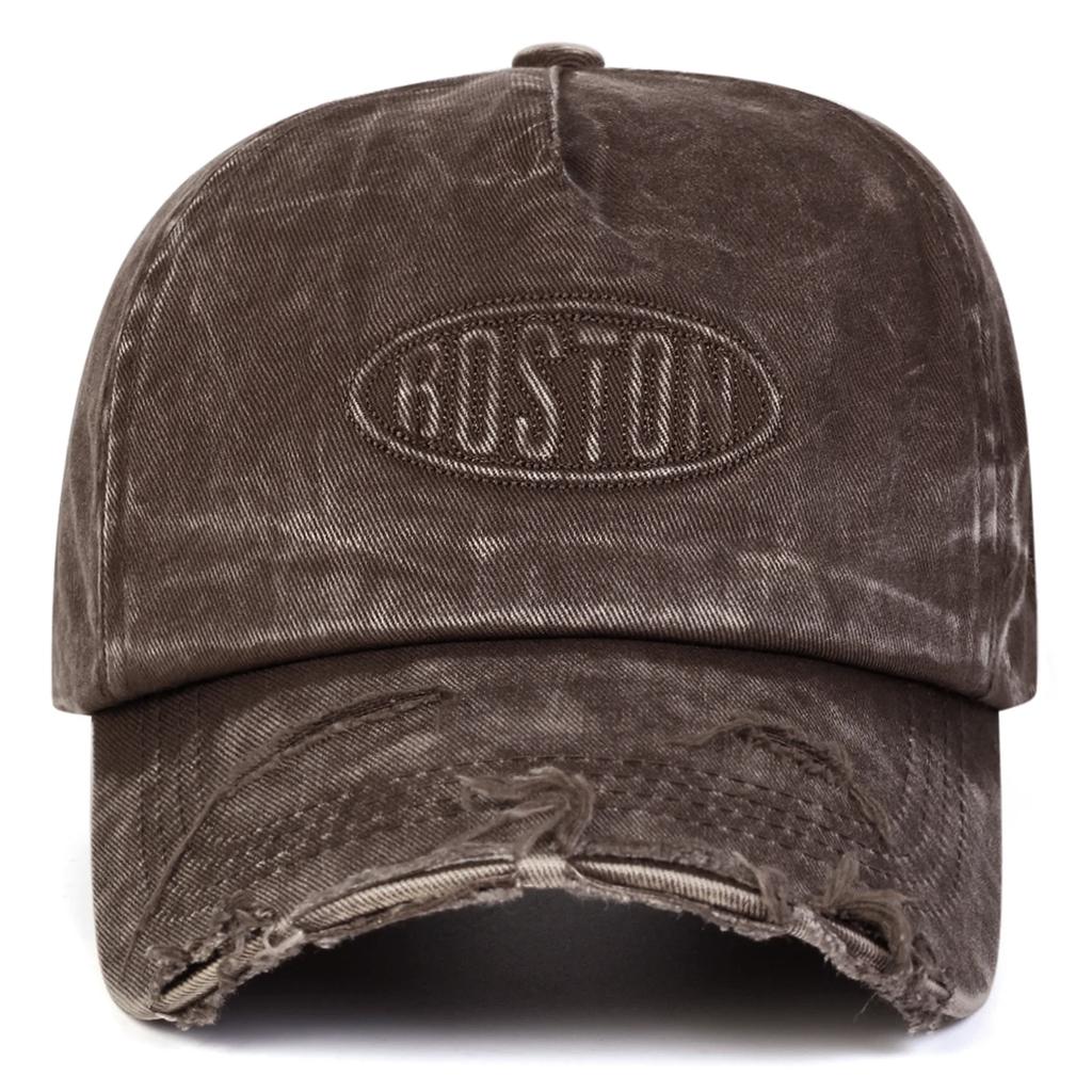 Unisex Boston Hole Washing Embroidery Baseball Caps Spring Autumn Outdoor Adjustable Casual Hats Sunscreen Hat Sports Cap