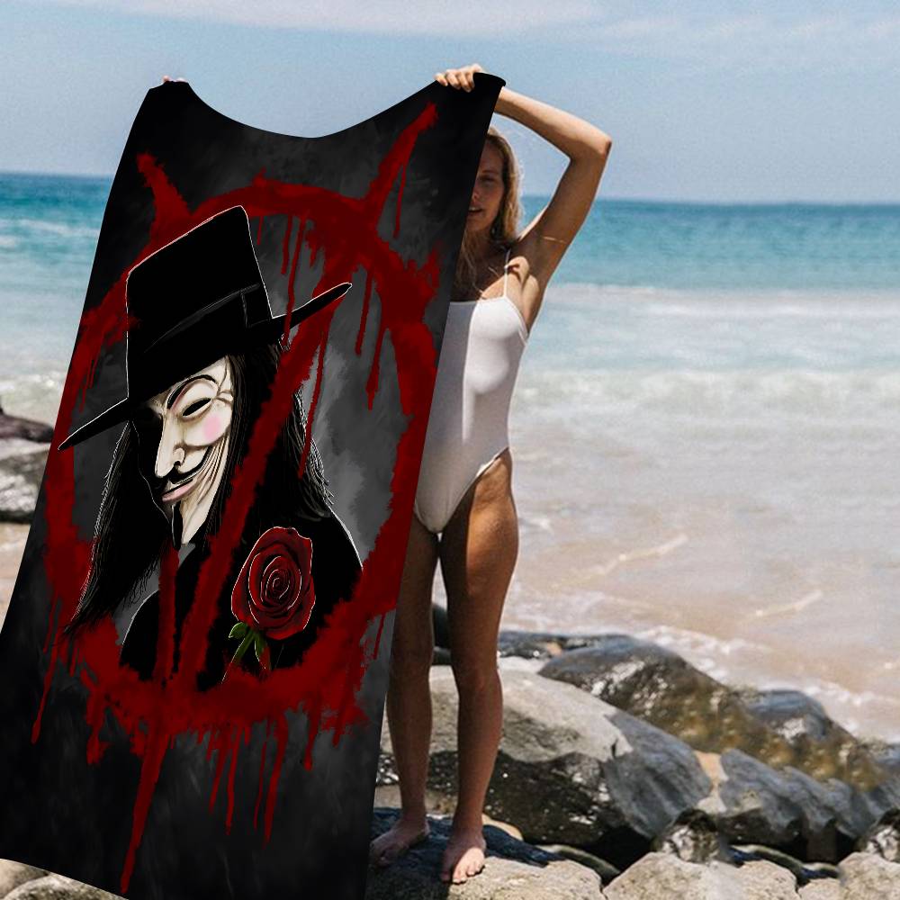 Science Fiction Film V For V-vendetta Anime Beach Swimming Towel Soft Absorbent Washcloth Children's Gifts For Kids Travel Gym