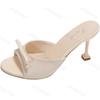 Fashion Elegant Bow Designed Casual Slippers for Women 2025 Summer New Open Toes Breathable Comfortable Sandals Slim Heel Beach Draggers